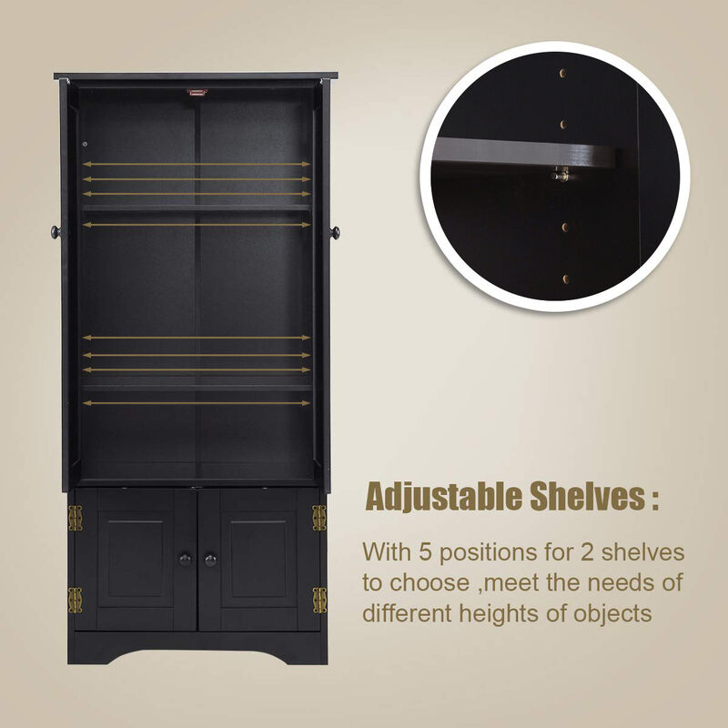 Accent Floor Storage Cabinet with Adjustable Shelves Antique 2-Door