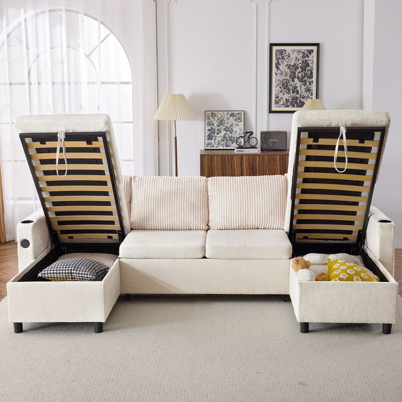 Merax Pull-out Sofa Bed with 2 Cup Holders