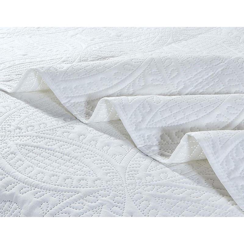 Bedspread Coverlet 3 Pcs Set Oversized Full Size White Color
