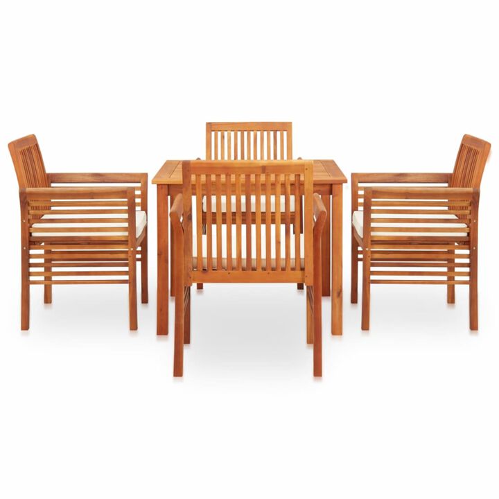 vidaXL 5 Piece Outdoor Dining Set with Cushions Solid Acacia Wood
