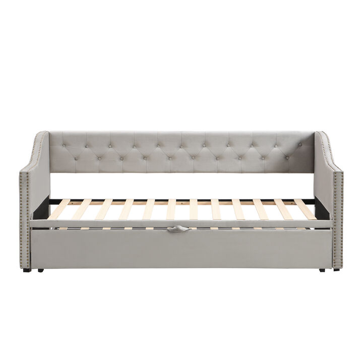 Merax Upholstered Daybed with Pop Up Trundle