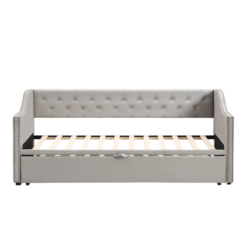 Merax Upholstered Daybed with Pop Up Trundle