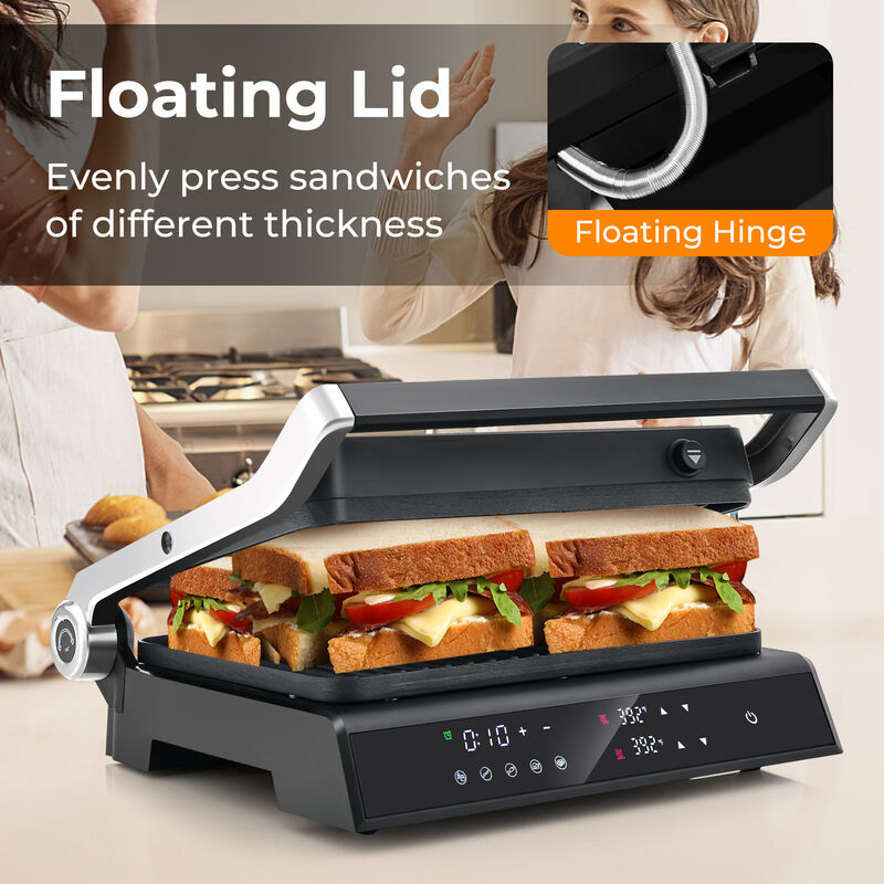 3 in 1 Indoor Electric Panini Press Grill with LED Display