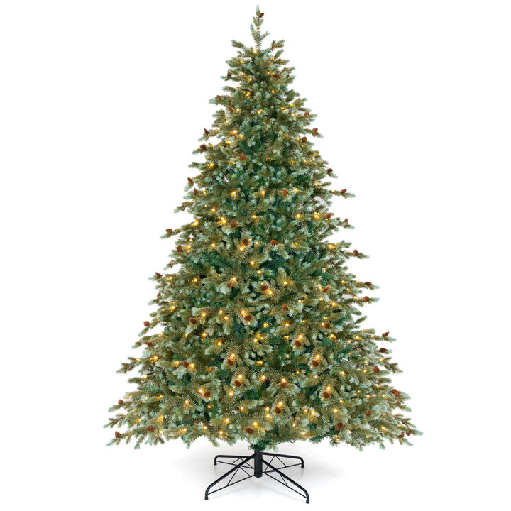Christmas Tree with Warm White LED Lights and Pine Cones