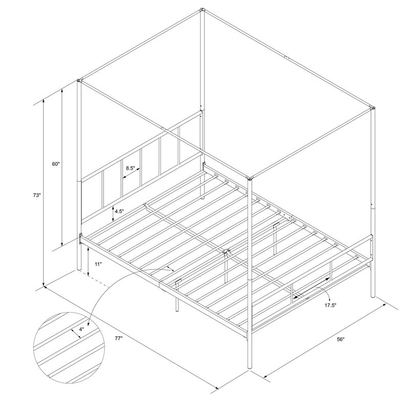 Marion Canopy Bed, King, Black