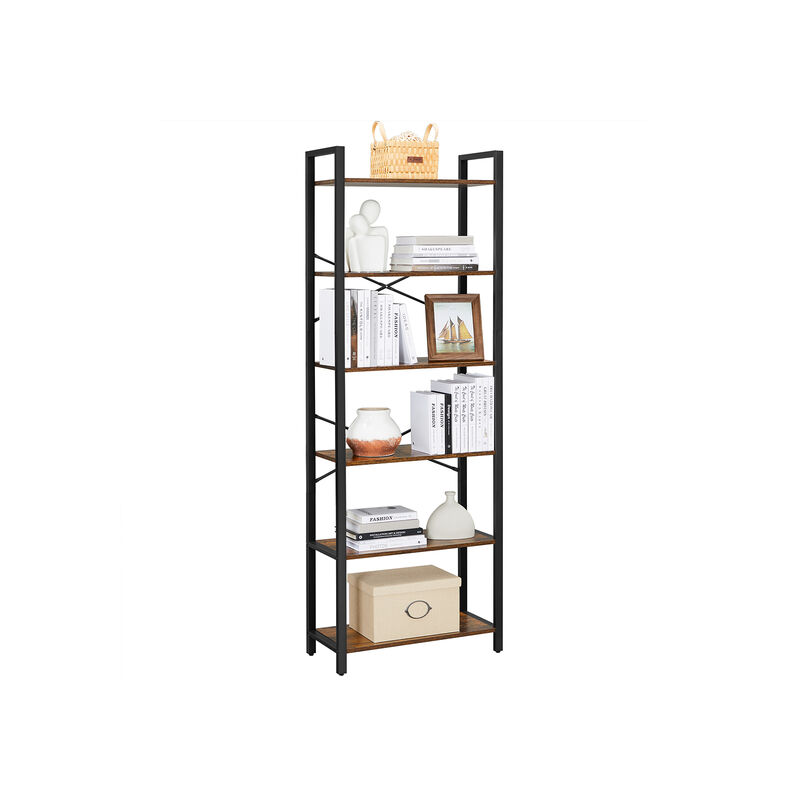 Spacious 6-Tier Bookshelf: Home Office Bookcase and Storage Rack for Organized Workspaces