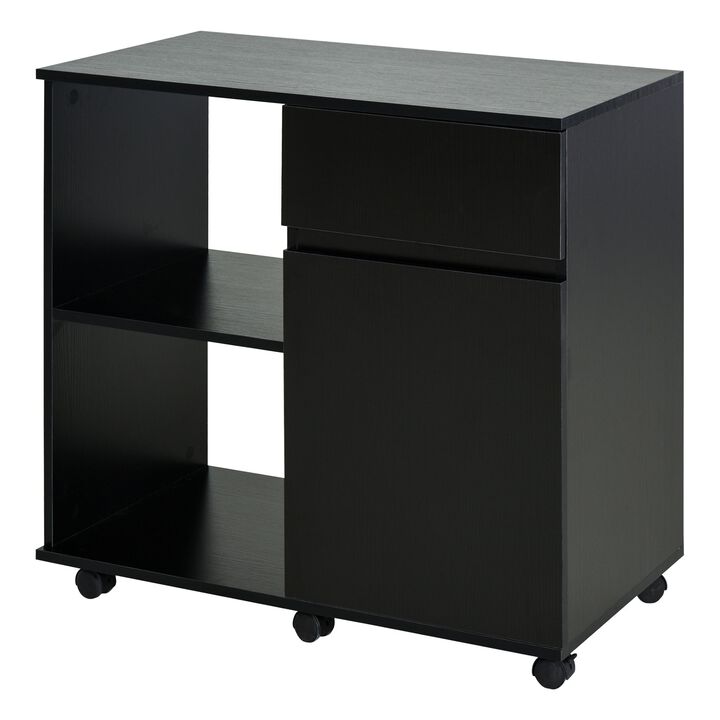 Black Office Assistant: File Cabinet/Printer Stand with Open Shelves