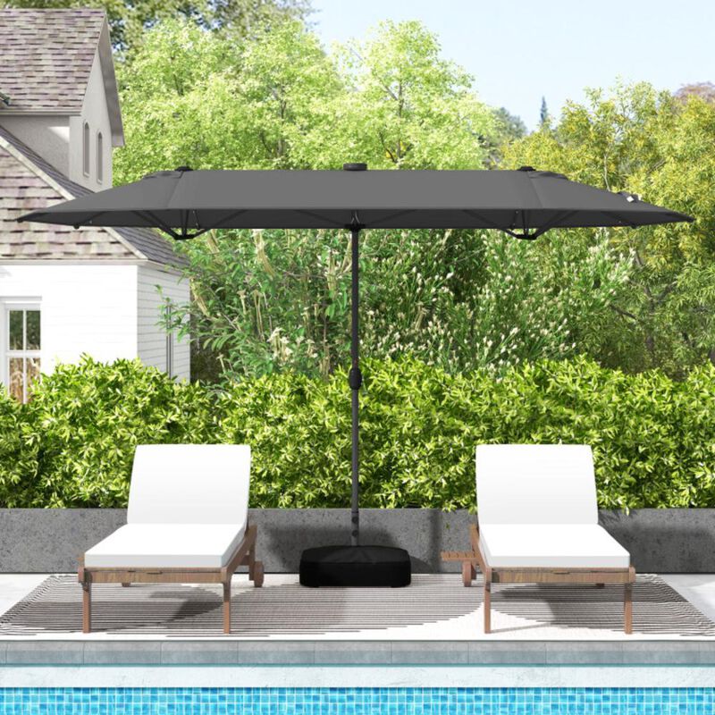 Hivvago 13FT Double-sided Patio Umbrella with Solar Lights for Garden Pool Backyard