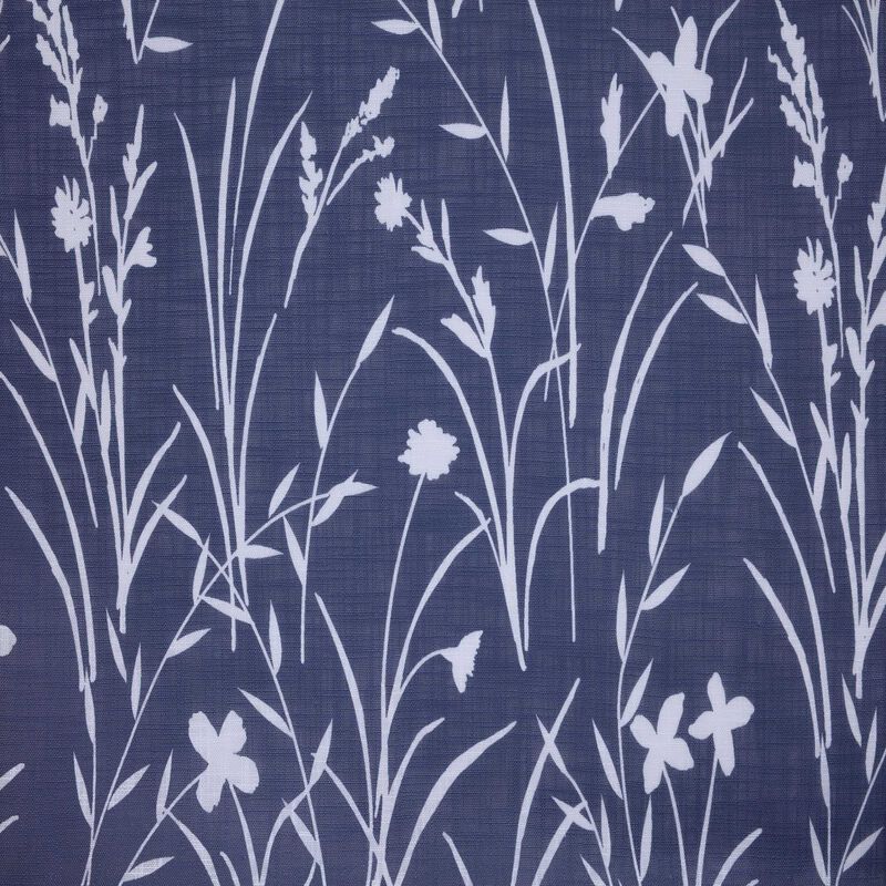 Commonwealth Bradford Floral Printed Top Panel With 8 Matt Silver Grommets - 52"x95" - Blue