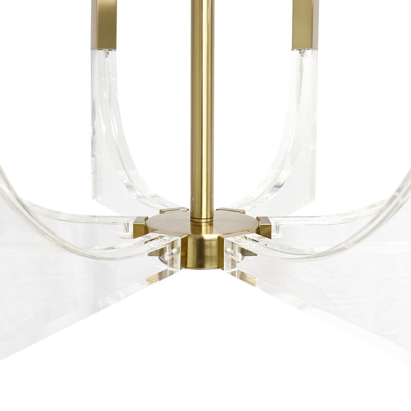 Pasargad Home Omeara Metal & Acrylic Chandelier Light, Clear Brass