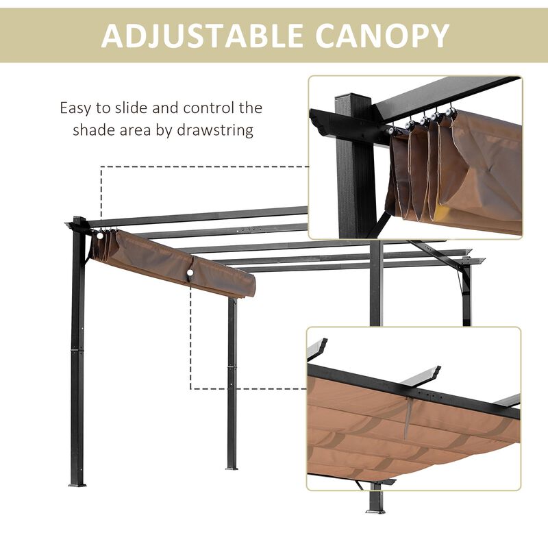 Charcoal Outdoor Cover: 10x13 ft Aluminum Patio Pergola with Canopy