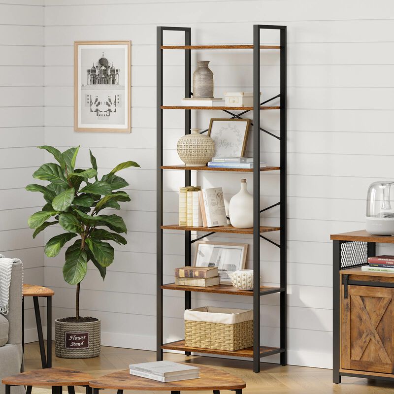 Spacious 6-Tier Bookshelf: Home Office Bookcase and Storage Rack for Organized Workspaces