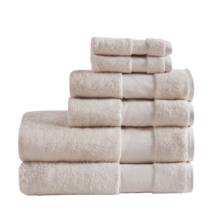 Madison Park Ergode Cotton Bath Towel Set - Luxurious, Soft, and Absorbent - 6 Piece Set with Dobby Border and End Hem - Oeko-Tex Certified - Spa-like Ambiance for Your Bathroom