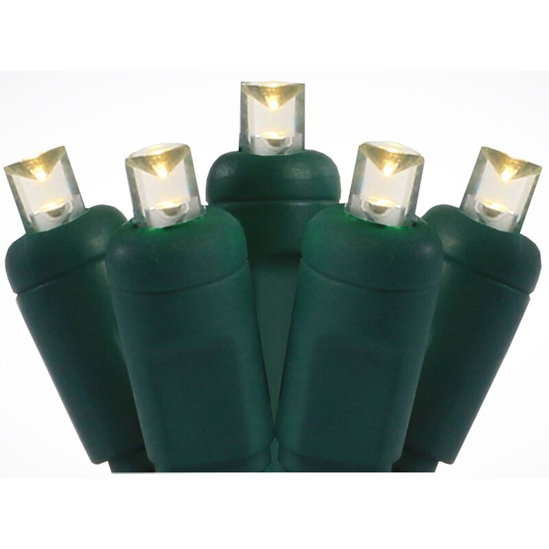 35 Warm White LED Wide Angle Christmas String Lights - 12 ft Green Wire