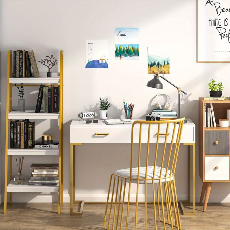 Small Computer Desk, Modern Simple 40 inch Home Office Desk Study Table Writing Desk, Makeup Vanity Desk with Drawers