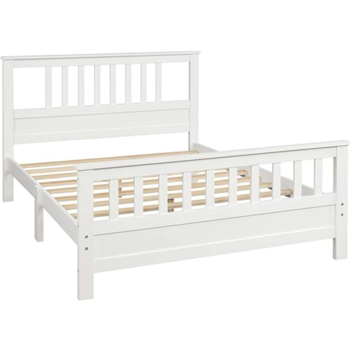 Hivvago White Pine Wood Slatted Platform Headboard Footboard Full Size Bed Hivvago White Pine Wood Slatted Platform Headboard Footboard Full Size Bed