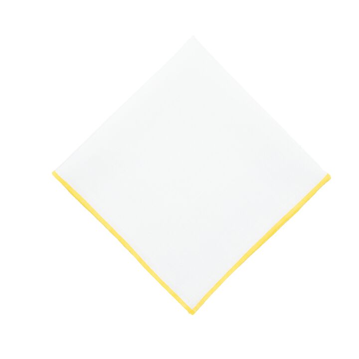 Linen Napkins With Yellow Stitch Edges, Set of 4