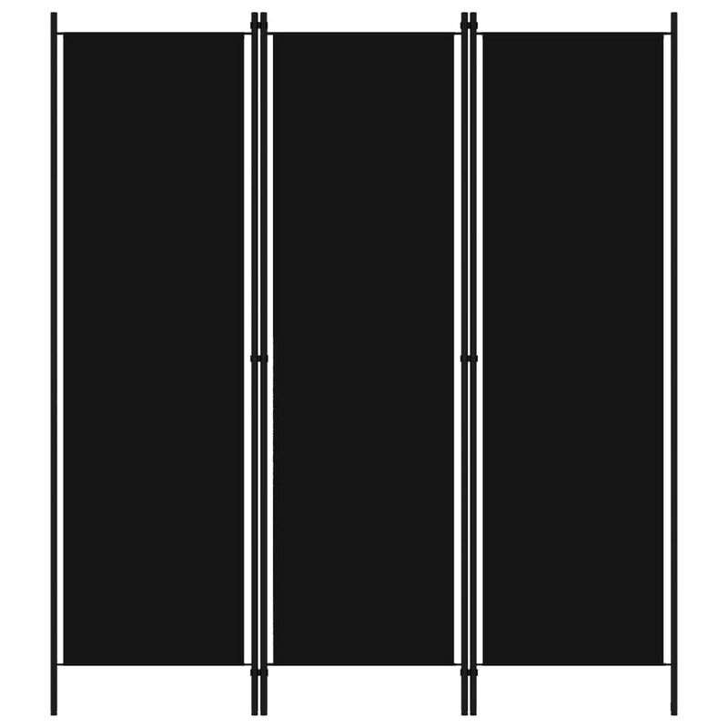 Dina 3 Panel Room Divider Screen, Black Fabric and Iron, 71 Inch - Benzara