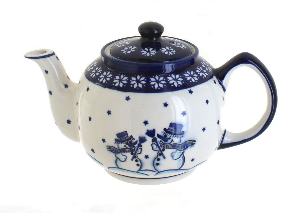 Blue Rose Polish Pottery Mosaic Flower Medium Teapot