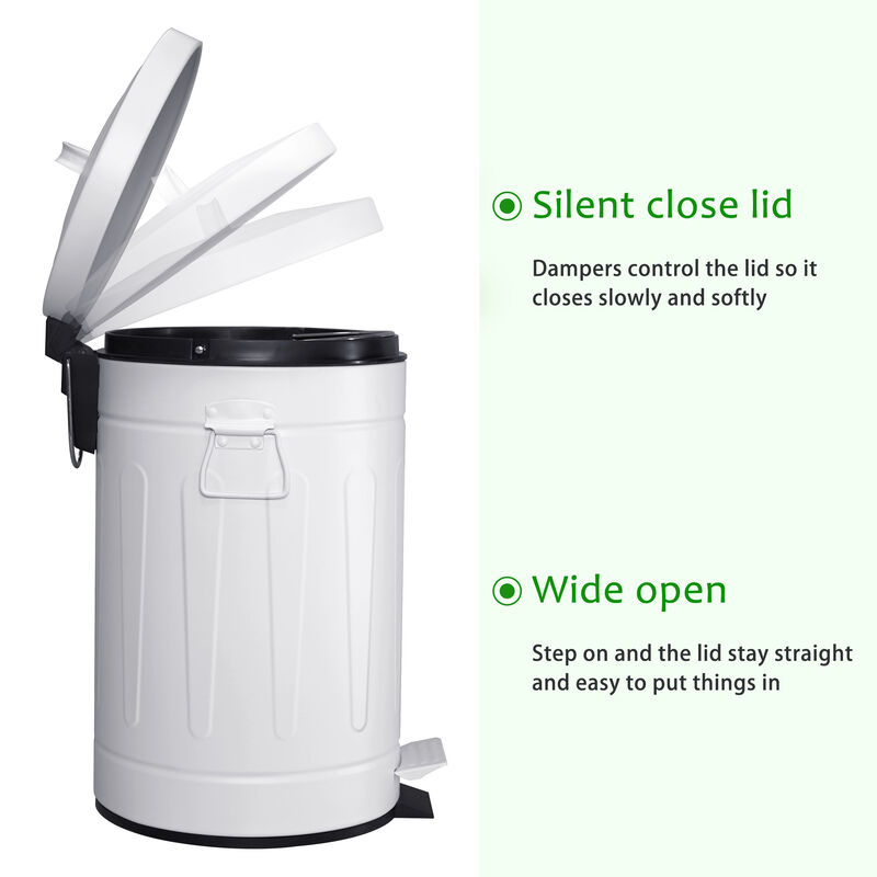 3+12 Liter New York Style Round Trash Can Combo White