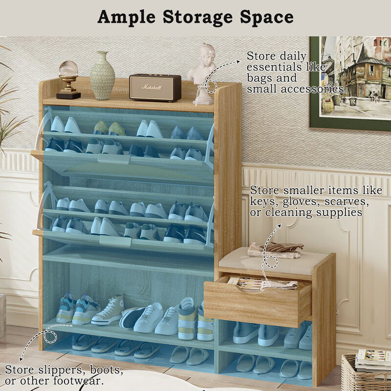 Merax Modern Storage Cabinet Shoe Organizer With 2 Flip Drawers