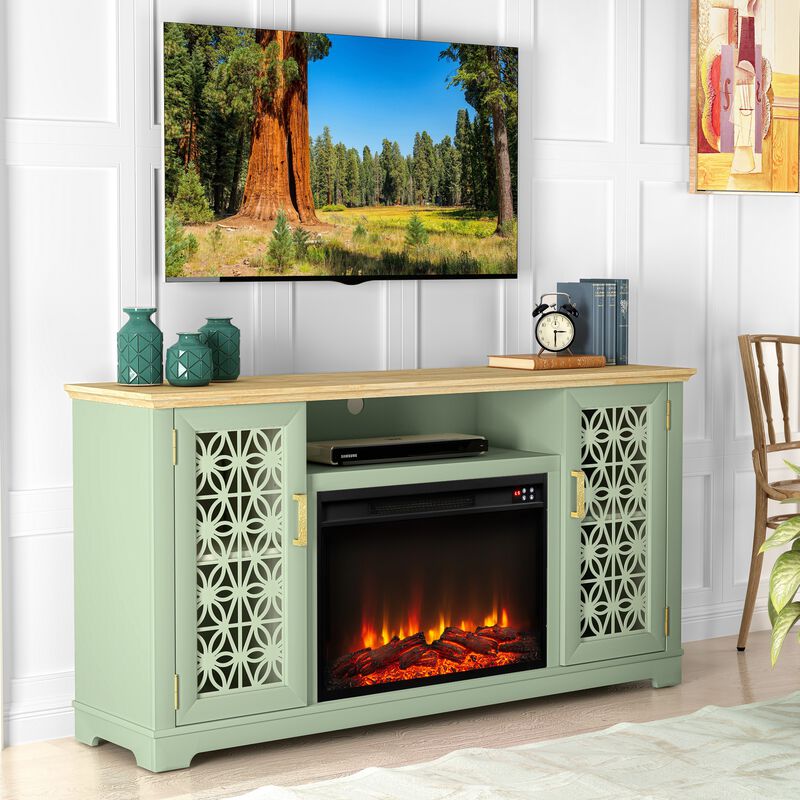 FESTIVO Farmhouse TV Stand with Electric Fireplace for up to 65" TVs