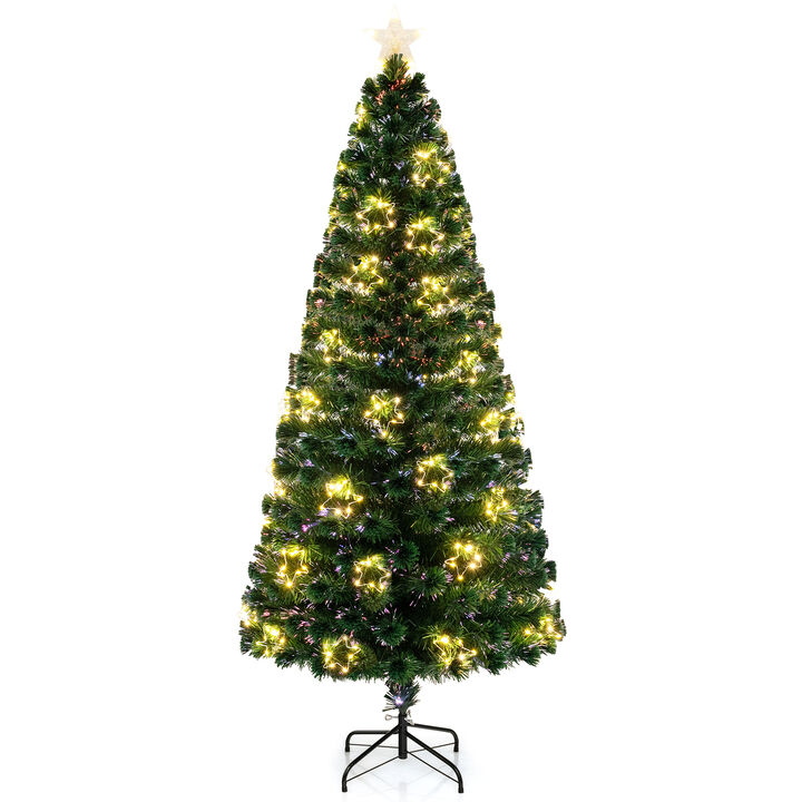 Pre-Lit Artificial Xmas Tree with Top Star and Branch Tips
