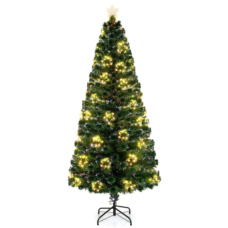 Pre-Lit Artificial Xmas Tree with Top Star and Branch Tips