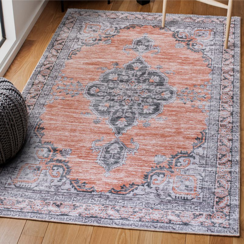 Wincer Chenille Cottage Medallion Machine-Washable Area Rug