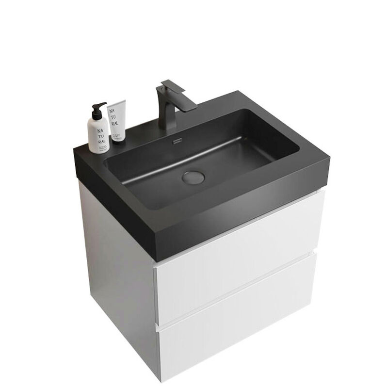 White Bathroom Vanity with Large Storage, Wall Mounted