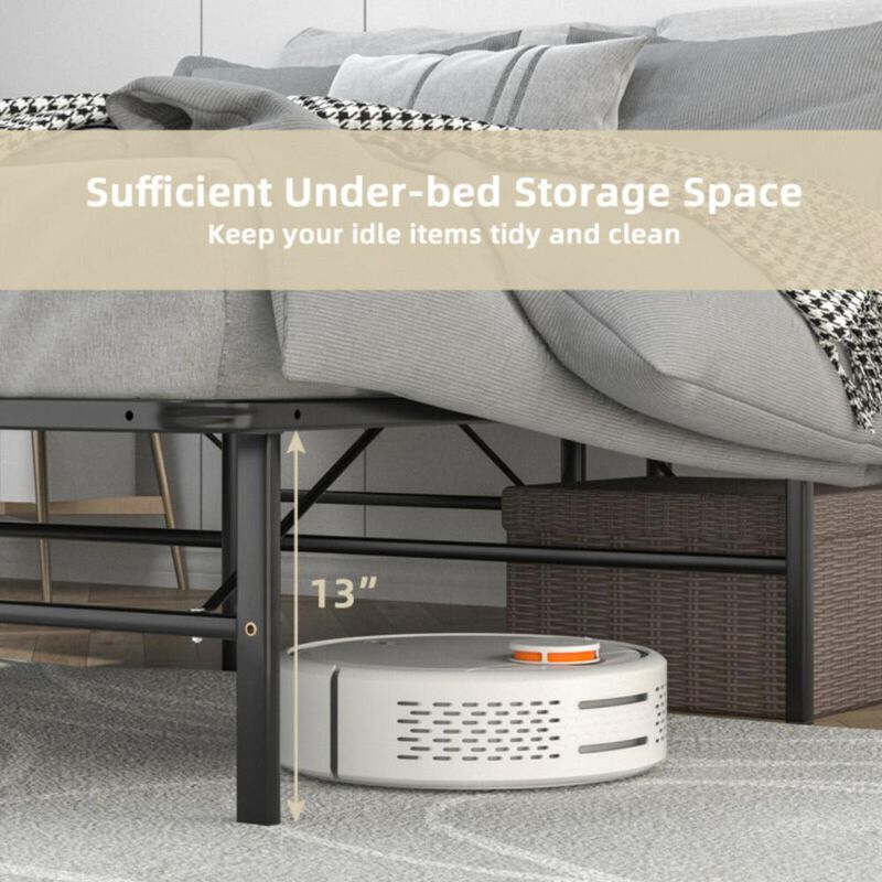 Hivvago Foldable Metal Platform Bed with Tool-Free Assembly