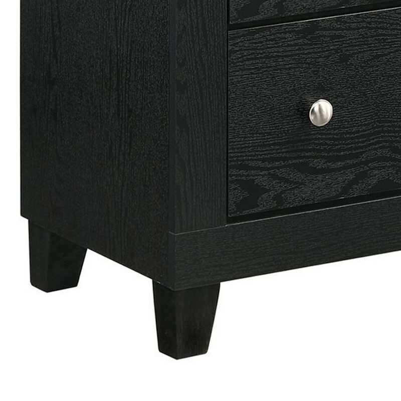 Yoh 47 Inch Tall 4 Drawer Dresser Chest with Marble Top, Metal Knobs, Black-Benzara