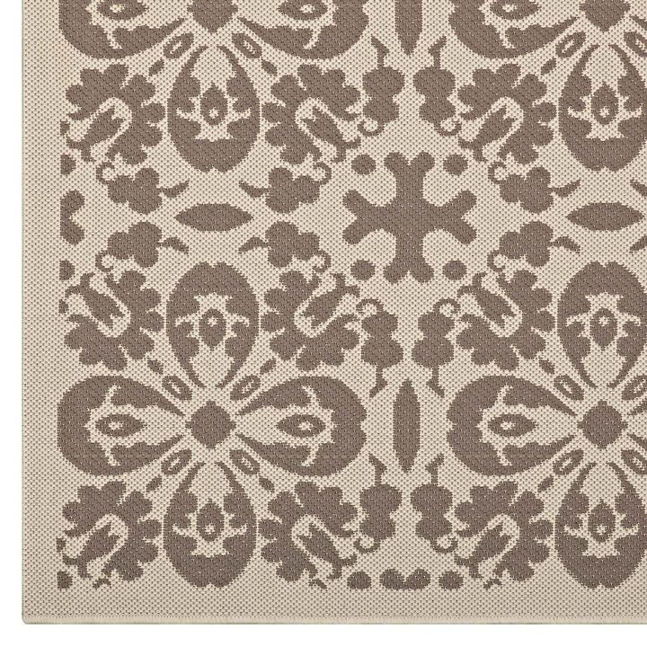 Ariana Vintage Floral Trellis 5x8 Indoor and Outdoor Area Rug - Light and Dark Beige