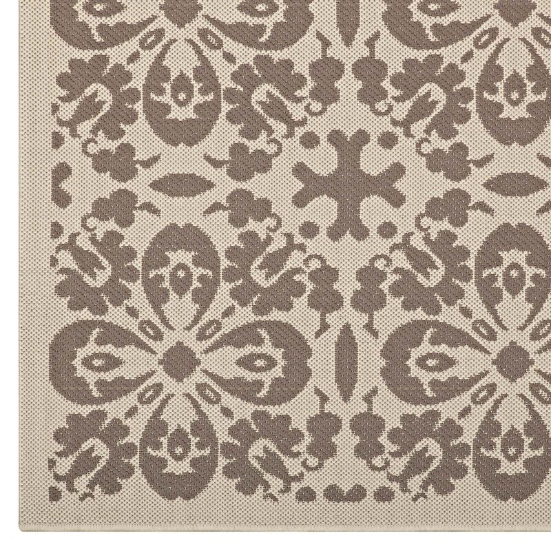 Ariana Vintage Floral Trellis 5x8 Indoor and Outdoor Area Rug - Light and Dark Beige