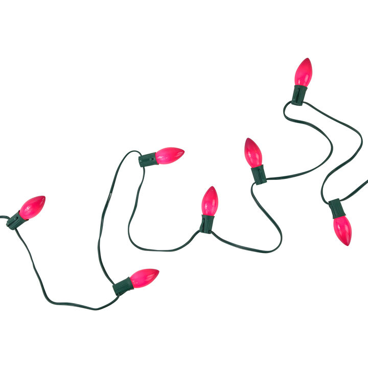 25-Count Opaque Fuchsia Pink C9 Christmas Light Set  24ft Green Wire