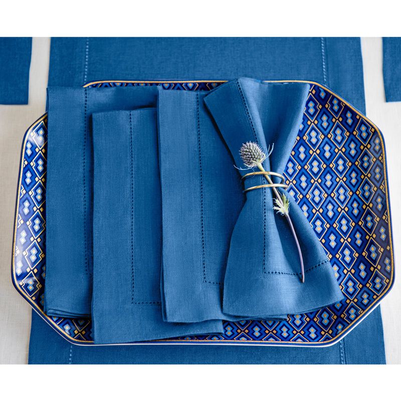 Solino Home 100% Pure Linen Dinner Napkins 20 x 20 Inch Set of 4 | Classic Hemstitch