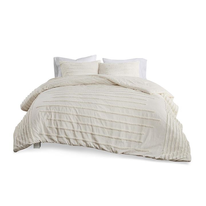 Belen Kox 3 Piece Cotton Comforter Set, Ivory, Belen Kox