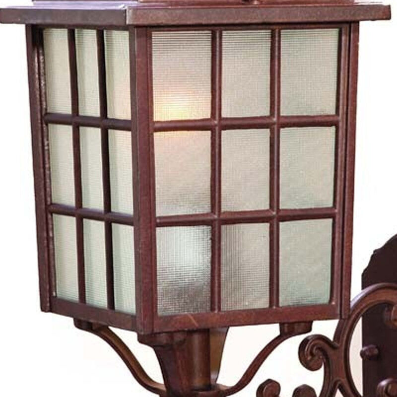 Hivvago Dark Brown Window Pane Lantern Wall Sconce