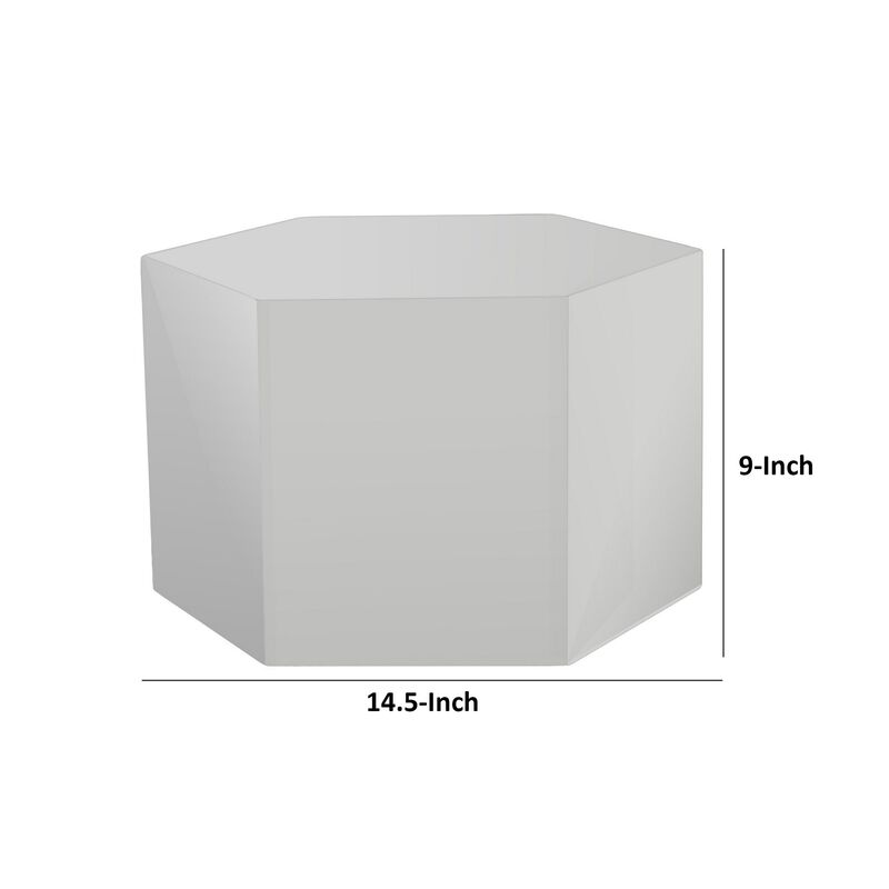 Cid Keli 15 Inch Modular End Table, Small, Glossy, Light Gray-Benzara