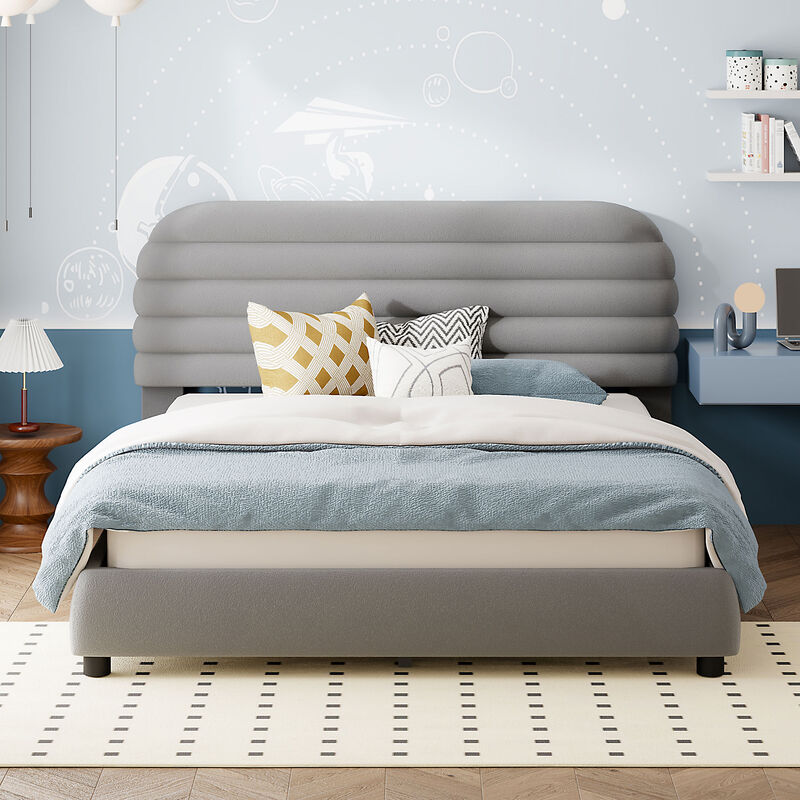 Merax Velvet Upholstered Platform Bed