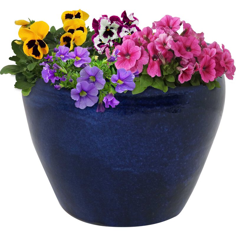 Sunnydaze 15 in Chalet High-Fired Glazed Ceramic Planter