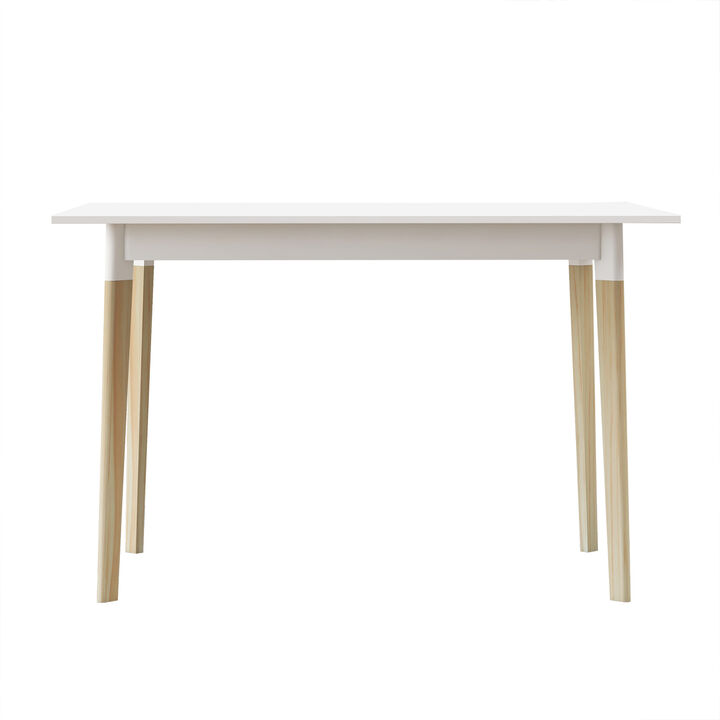 Modern Dining Table 47 Inch Kitchen Table Rectangular Top With Solid Wood Leg