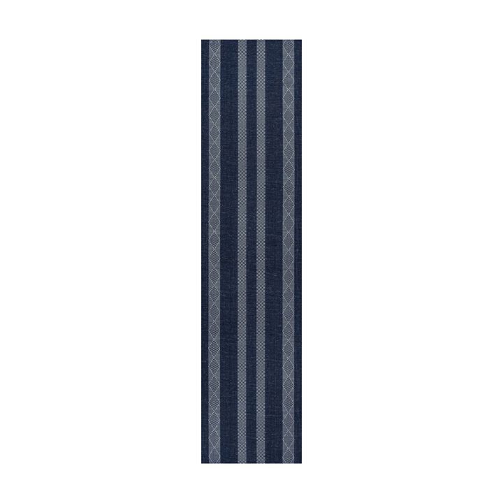 Nautisk Trellis Stripe Machine Washable Area Rug