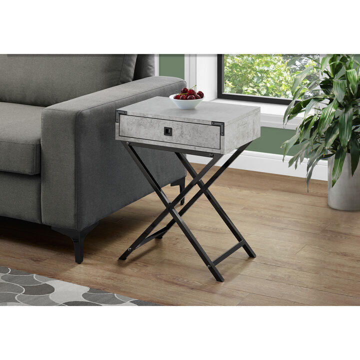 Monarch Specialties I 3552 Accent Table, Side, End, Nightstand, Lamp, Storage Drawer, Living Room, Bedroom, Metal, Laminate, Grey, Black, Contemporary, Modern