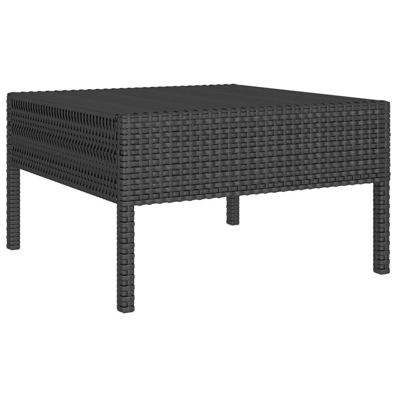 3pc Outdoor Lounge Set, Coffee Table and Loveseat Black Poly Rattan - Benzara