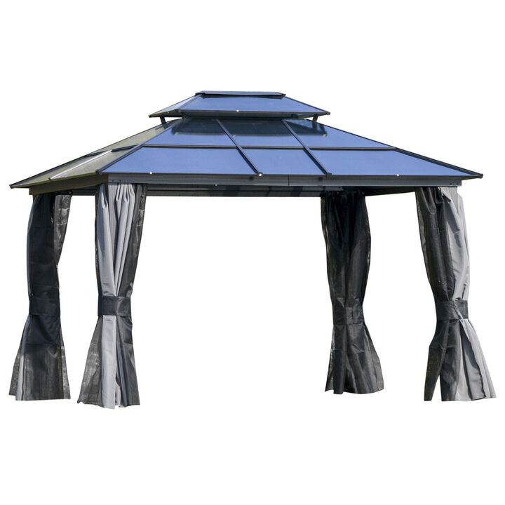 Grey Garden Structure: 10x12 Hardtop Gazebo with 2-Tier Roof