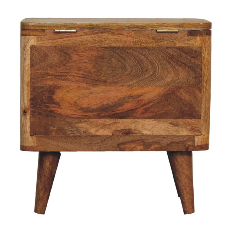 Larissa Lid-up Storage  Solid Wood Rattan Oak-ish Stool