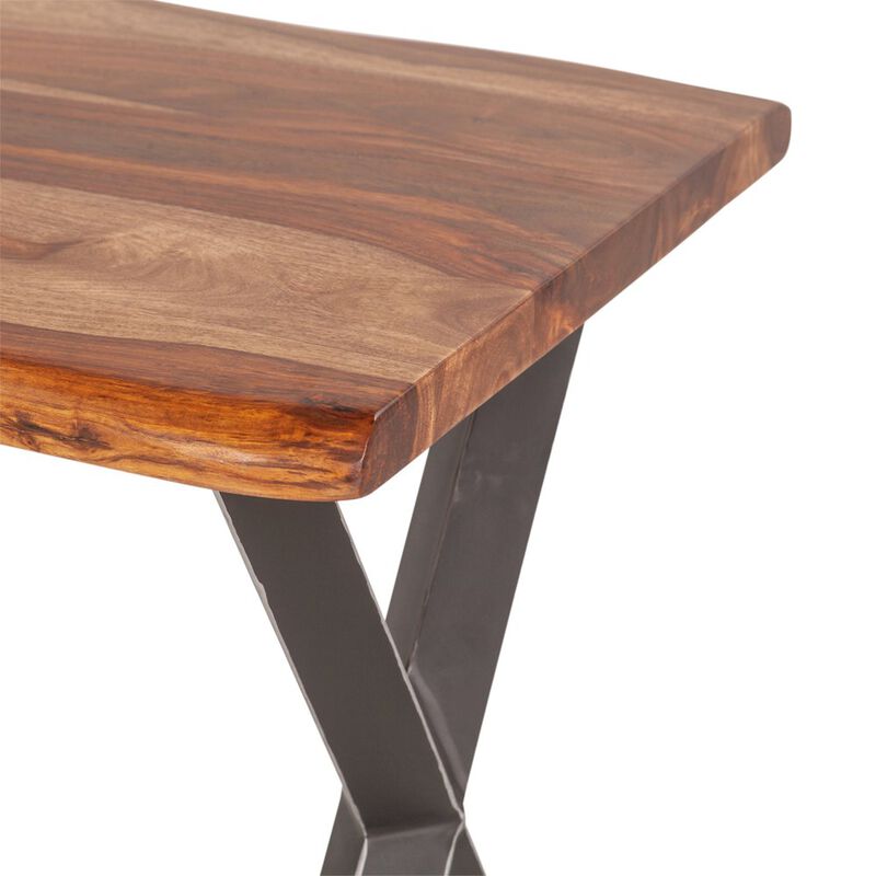 World Interiors Elliston 26 Side Table in Sheesham and Matte Black Iron