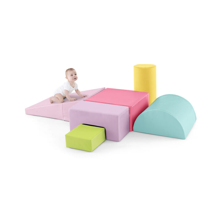 6 Pieces Foam Climbing Blocks Indoor Climb and Crawl Activity Playset with Rectangles