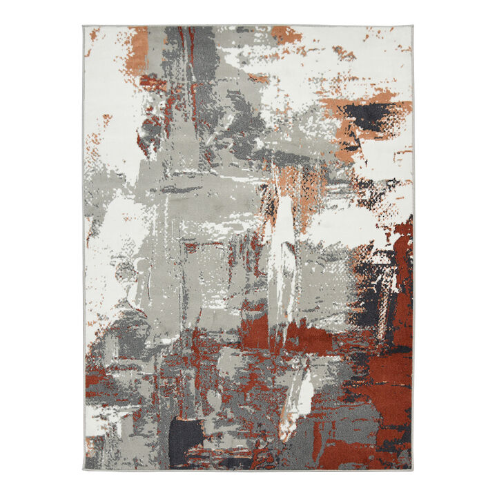 Alpine Ehra Rust Abstract Area Rug 6'7" x 9'